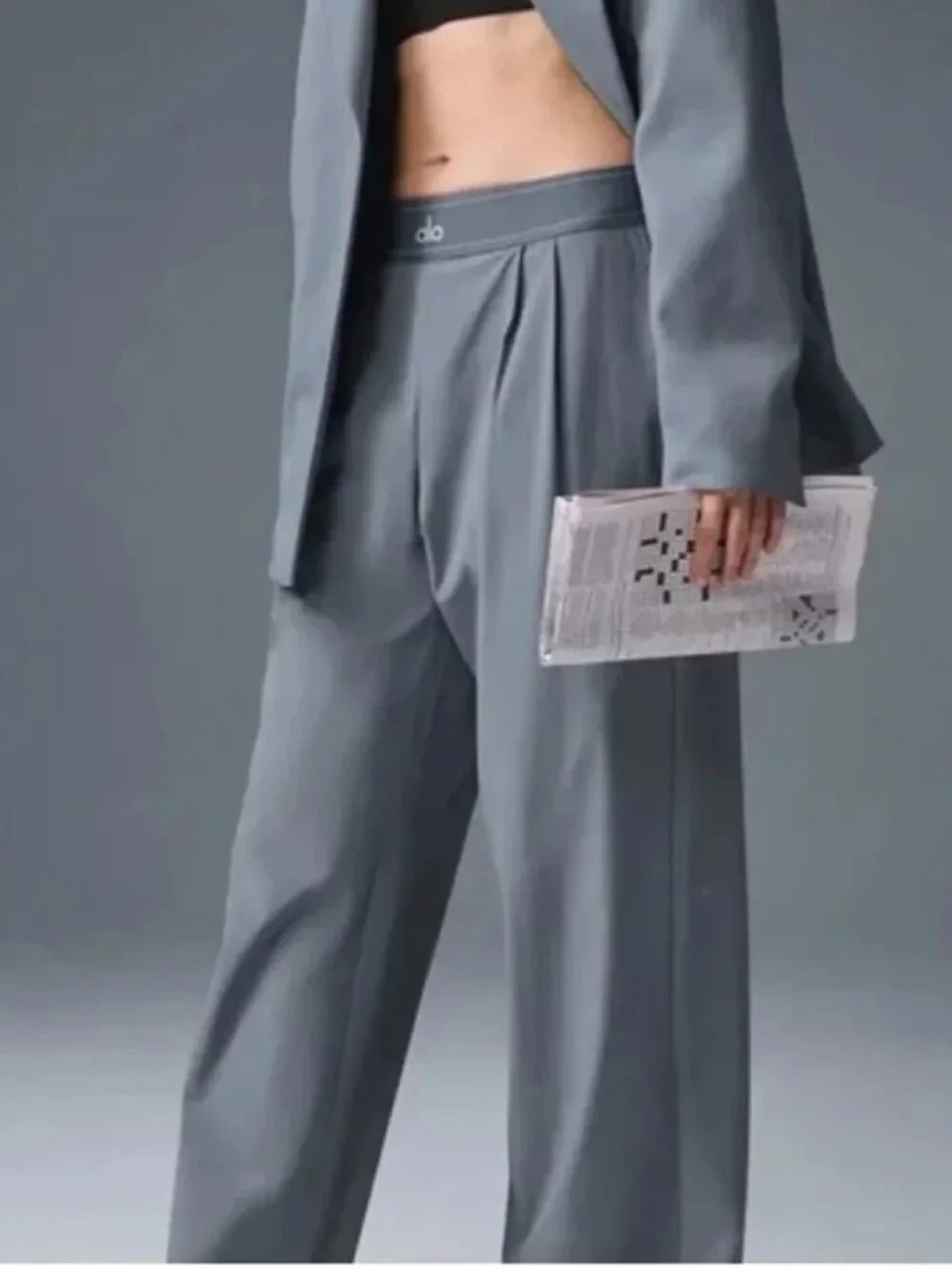 Steel Grey ALO Yoga Suit Up Trouser 💙(Regular) Wome‘s Pants Summer | Trendy 😉